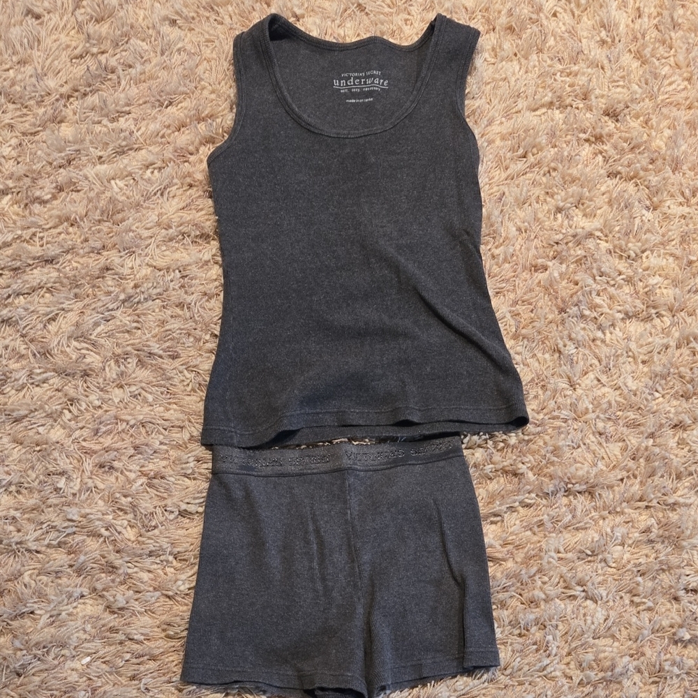 Victoria's Secret Dark Gray Tank and Shorts Set